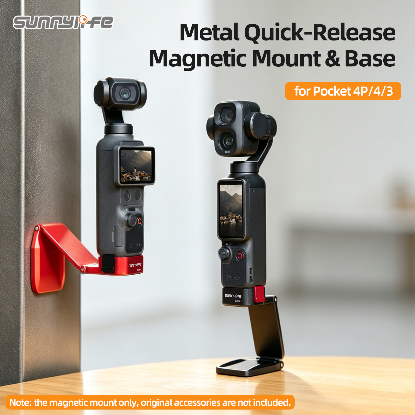 Sunnylife Metal Quick-Release Magnetic Mount Tabletop Base Bracket Angles Adjustable Accessories for Osmo Pocket 4P/4/3