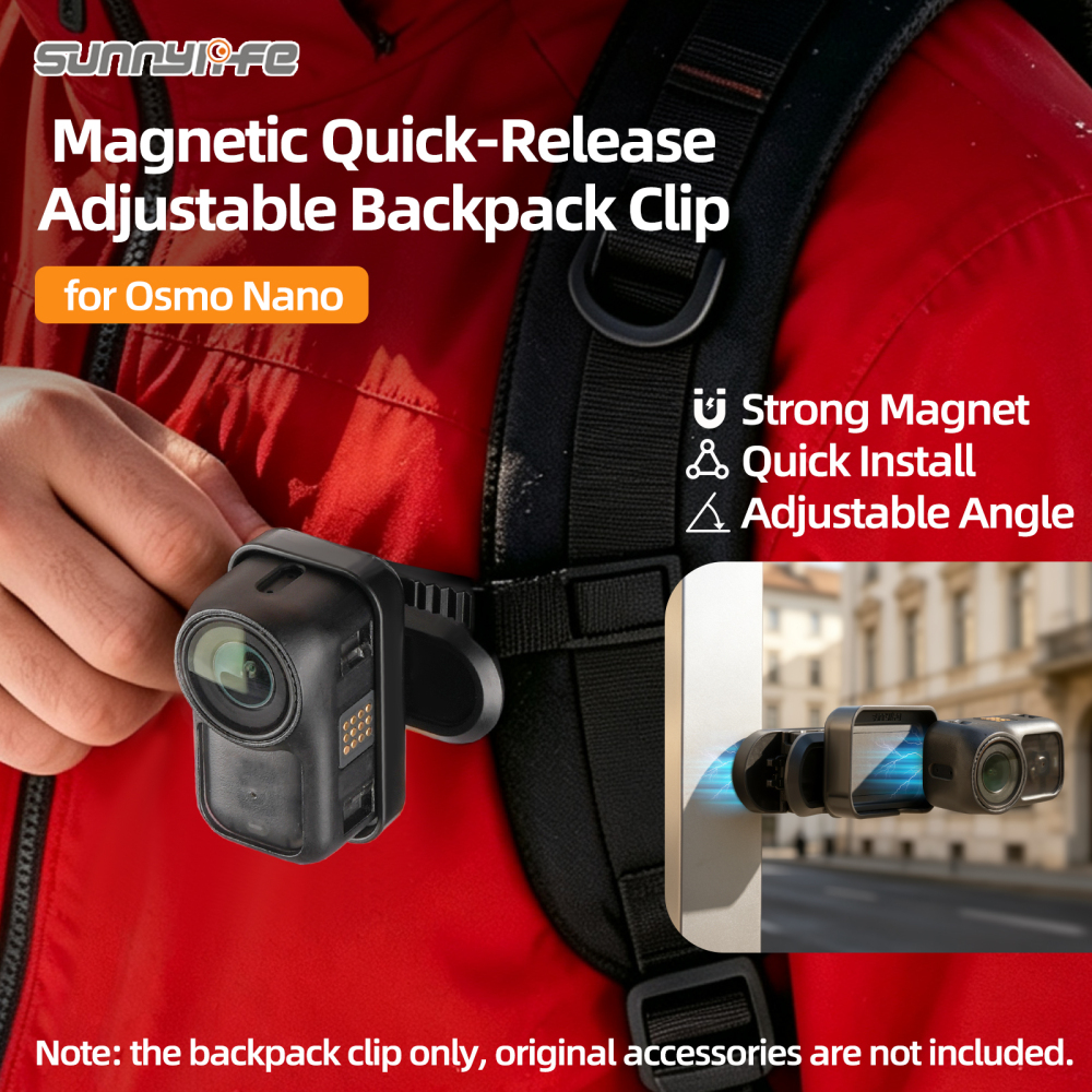 Sunnylife Magnetic Backpack Clip Adjustable Action Camera Clamp Quick-Release Mount Accessories for Osmo Nano