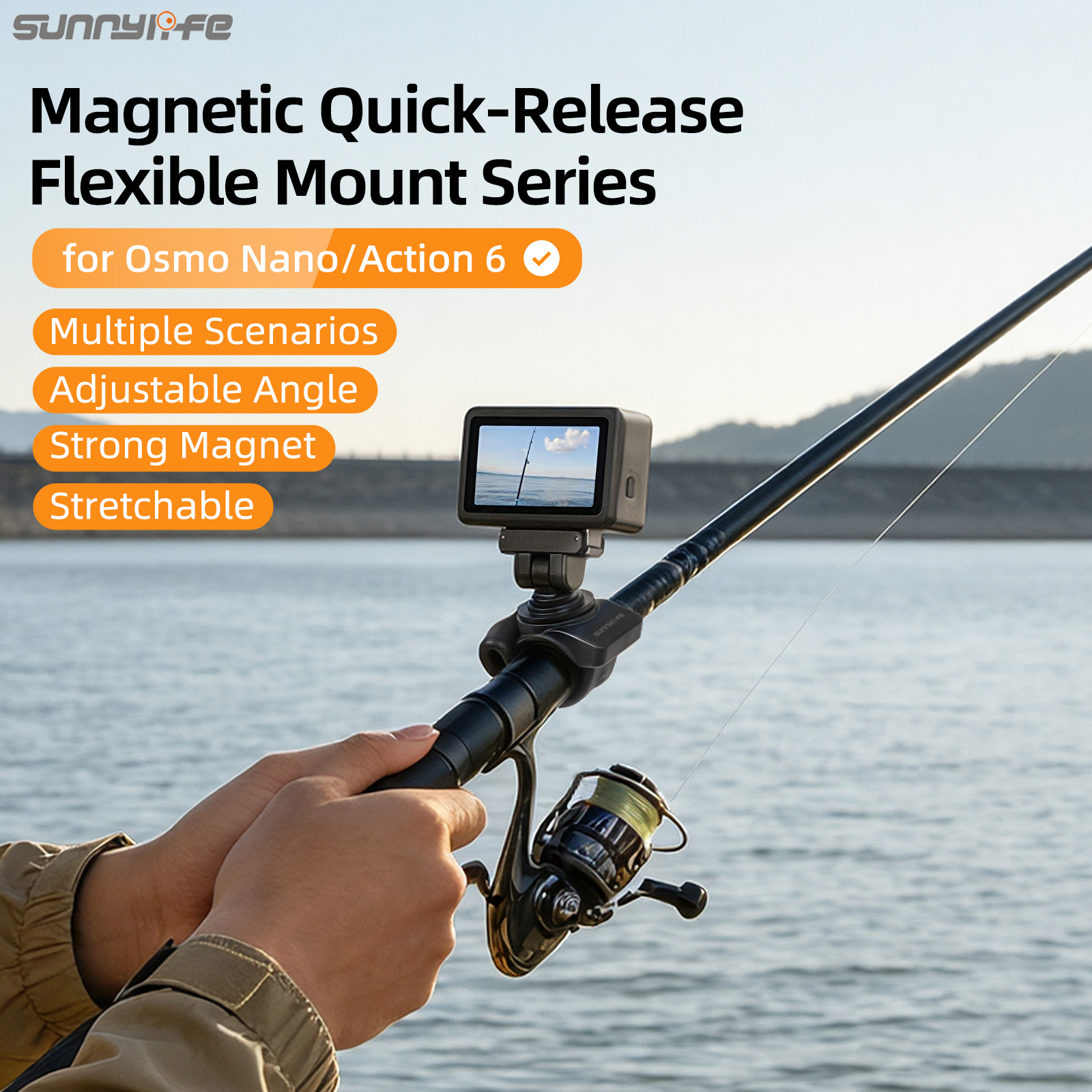 Sunnylife Magnetic Quick-Release Flexible Mount Series 360 Strap Wrap Band Mount Bike Tube Clip Holder for Action Camera