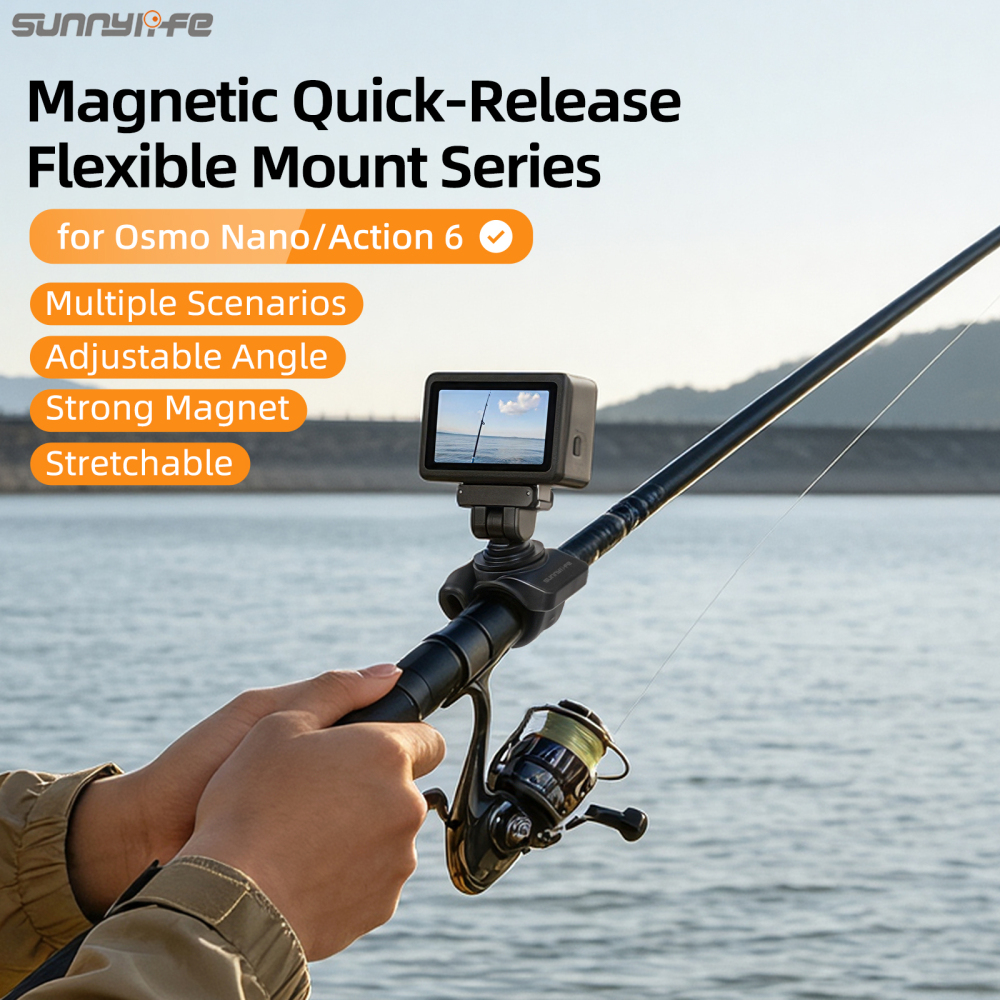 Sunnylife Magnetic Quick-Release Flexible Mount Series 360 Strap Wrap Band Mount Bike Tube Clip Holder for Action Camera