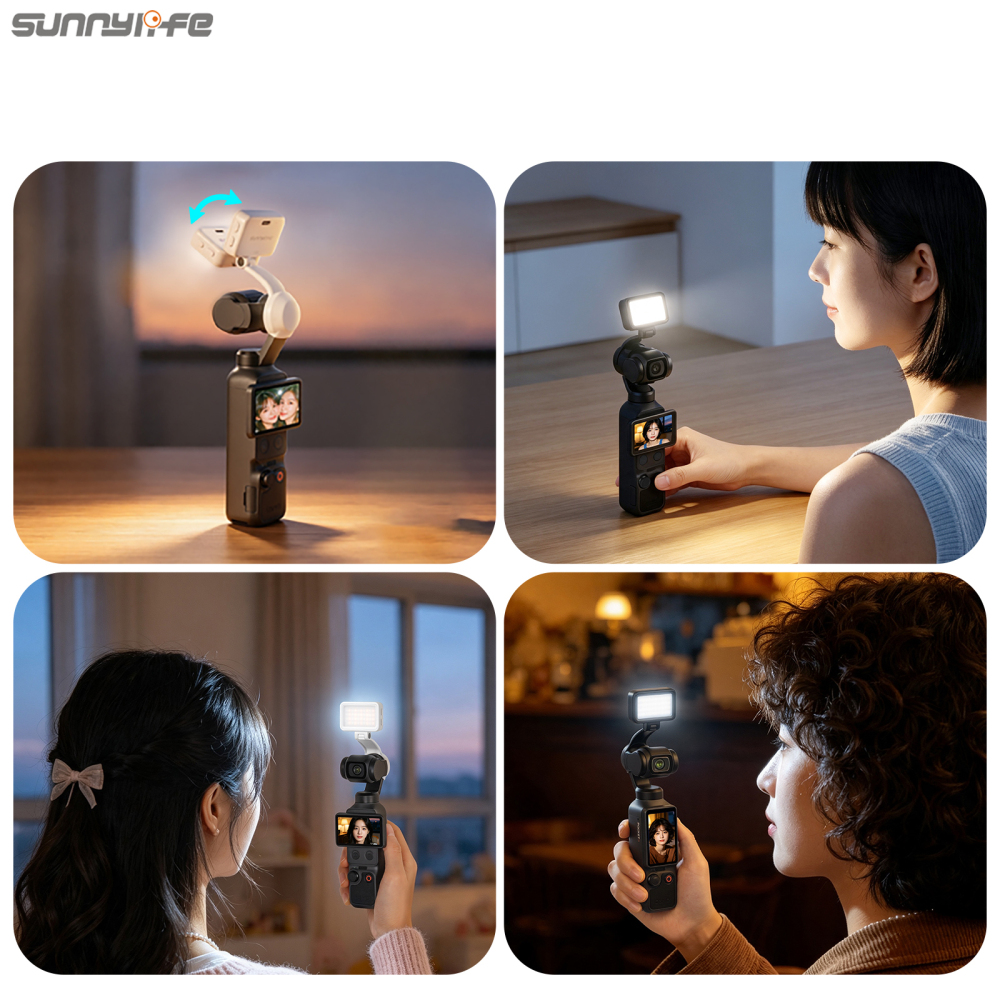 Sunnylife Magnetic LED Video Light Adjustable Fill Light Tri-Color Dimmable Portable Fill Lamp Photography for Osmo Pocket 4