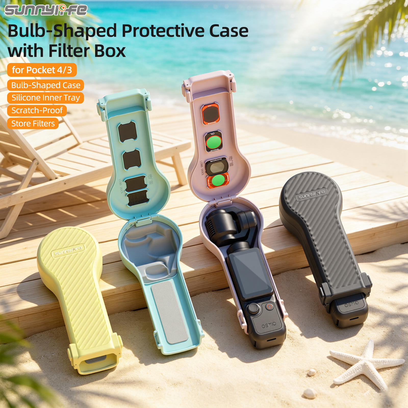 Sunnylife Bulb-Shaped Protective Case with Filter Box Shock-proof Protective Cover Accessories for Osmo Pocket 4/3