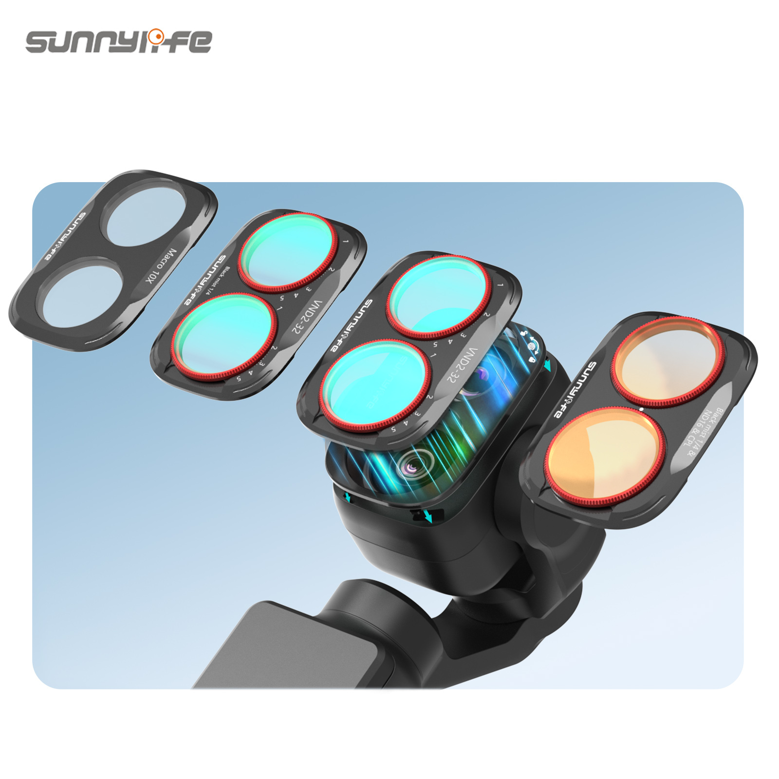 Sunnylife Lens Filters Adjustable CPL ND/PL 1/4 BLACK MIST Filters MCUV Accessories for Osmo Pocket 4P