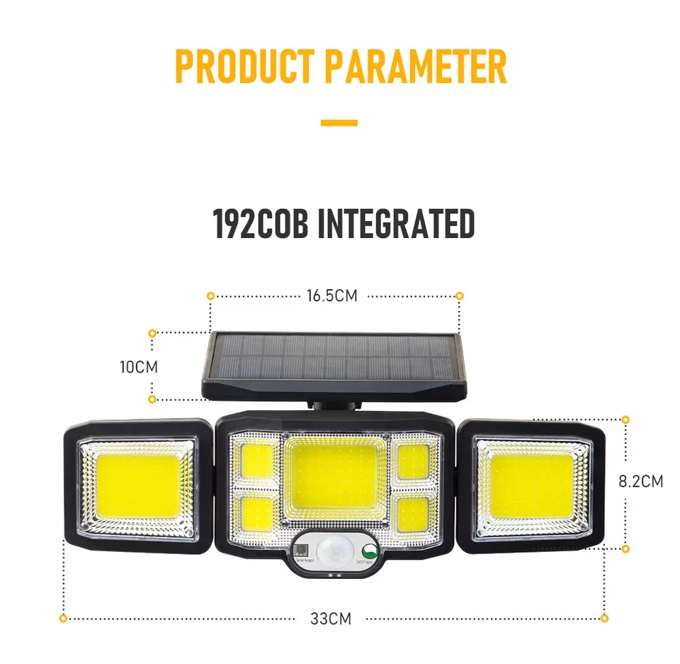 New Arrival IP65 Waterproof Solar Wall lamp Outdoor Garden Lamp with 192 Led for Solar Motion Sensor Light