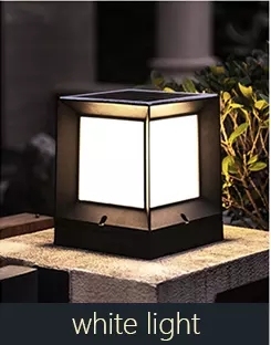 Modern ABS Simple Cubic Pillar Light outdoor led garden lights outdoor waterproof Solar Style large Size 33cm