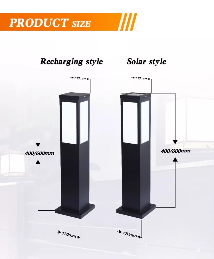 Factory Price Solar Bollard Light Modern Garden Landscape Lighting Outdoor Garden Solar Lawn Lights