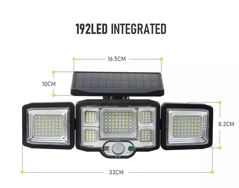 New Arrival IP65 Waterproof Solar Wall lamp Outdoor Garden Lamp with 192 Led for Solar Motion Sensor Light