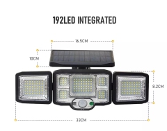 New Arrival IP65 Waterproof Solar Wall lamp Outdoor Garden Lamp with 192 Led for Solar Motion Sensor Light