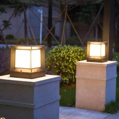 Modern ABS Simple Cubic Pillar Light outdoor led garden lights outdoor waterproof Solar Style large Size 33cm
