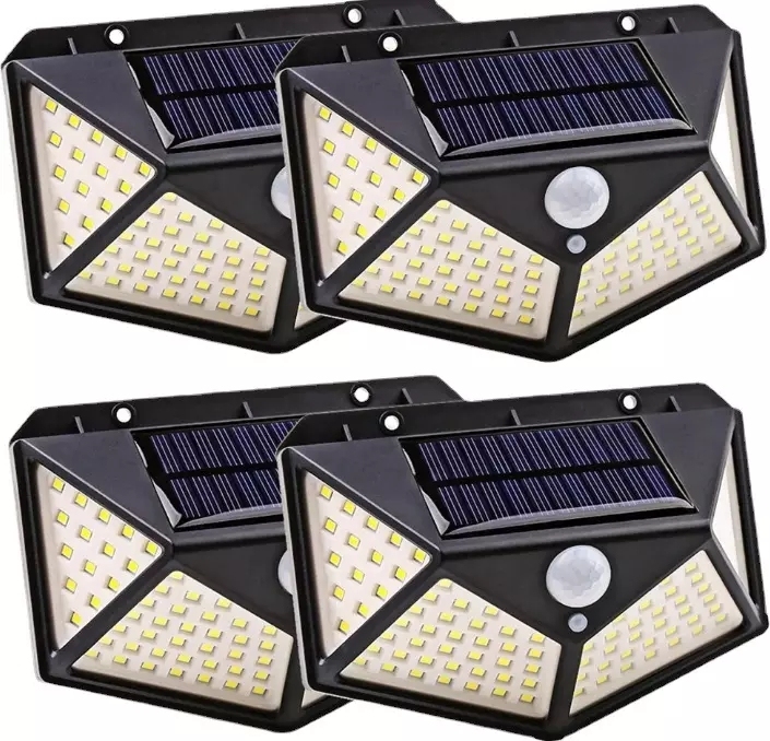 Amazon Top Seller 100 Led Motion Sensor Outdoor Solar Wall Lamp IP65 Waterproof Wall Light for Garden