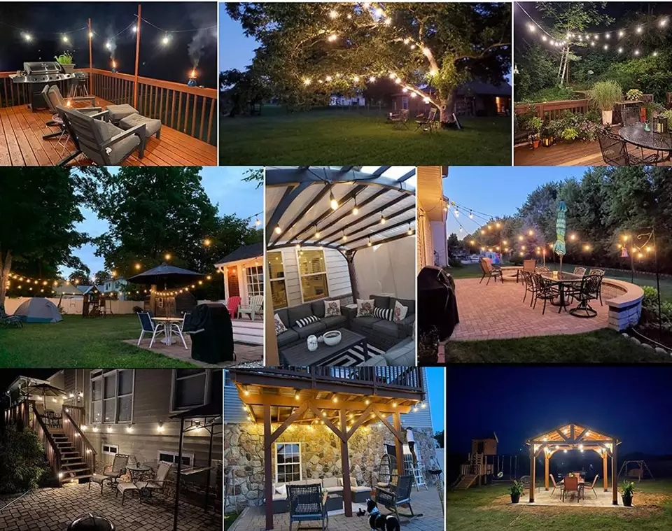 New Arrival IP65 Shatterproof Smart Patio Lights Led Bulb Led Light 48ft Dimmable String Light for Holiday Party >= 2 sets