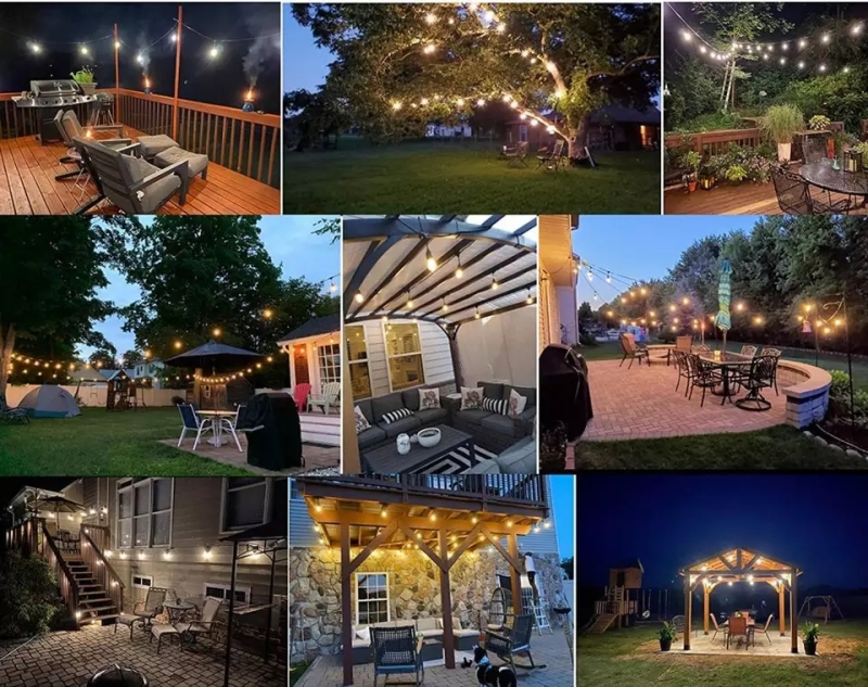 New Arrival IP65 Shatterproof Smart Patio Lights Led Bulb Led Light 48ft Dimmable String Light for Holiday Party >= 2 sets
