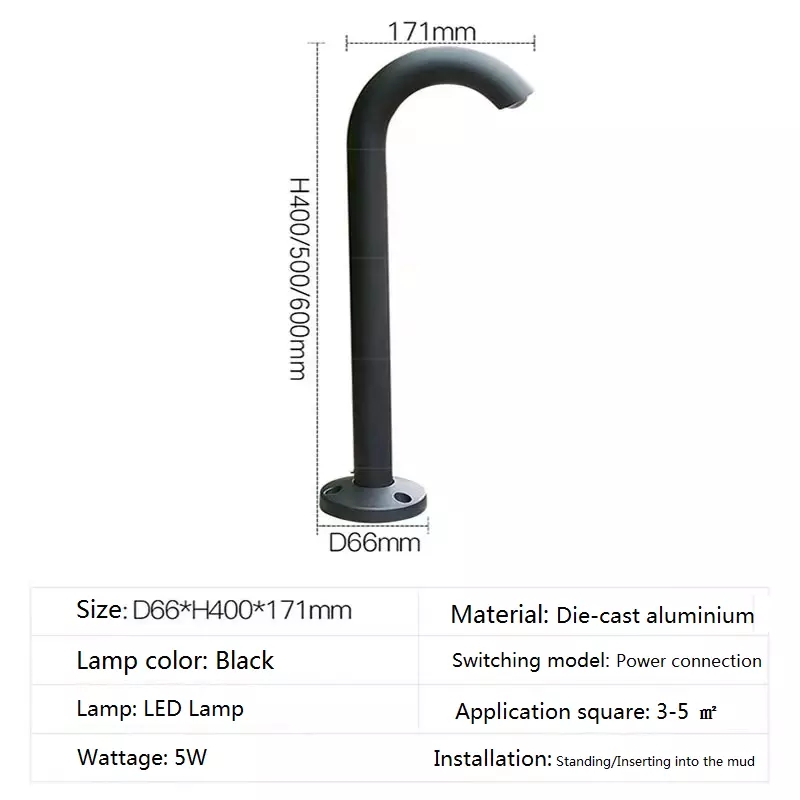 Hot Sale Simple tubular LED lawn Light outdoor led garden lights large style 600mm Height