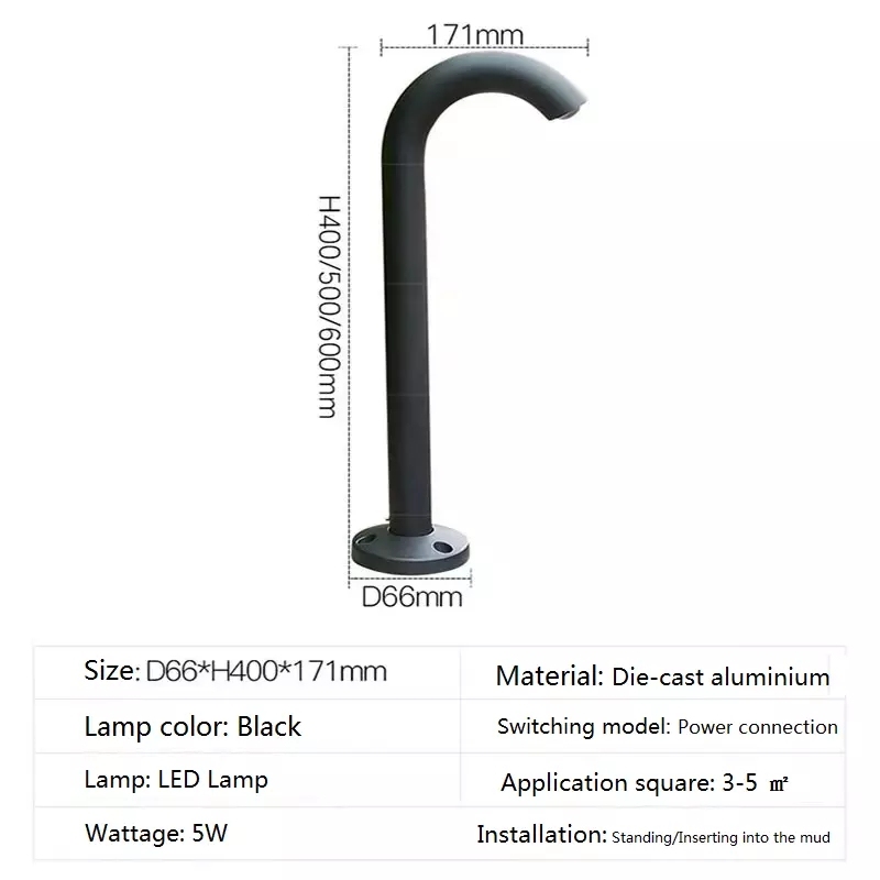 Hot Sale Simple tubular LED lawn Light outdoor led garden lights large style 600mm Height