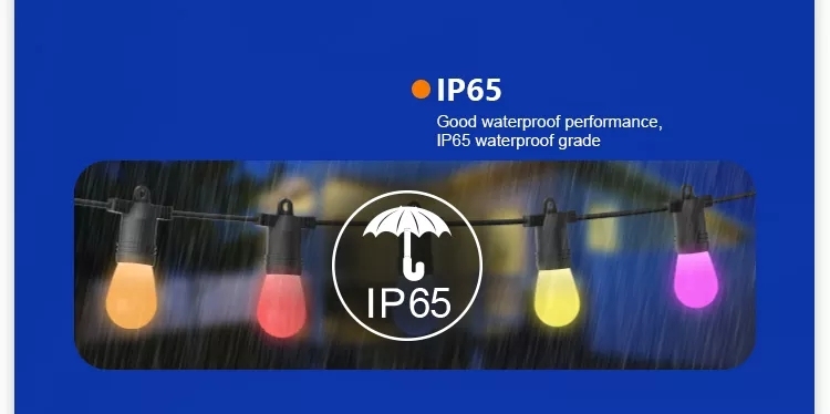New Arrival IP65 Shatterproof Smart Patio Lights Led Bulb Led Light 48ft Dimmable String Light for Holiday Party >= 2 sets
