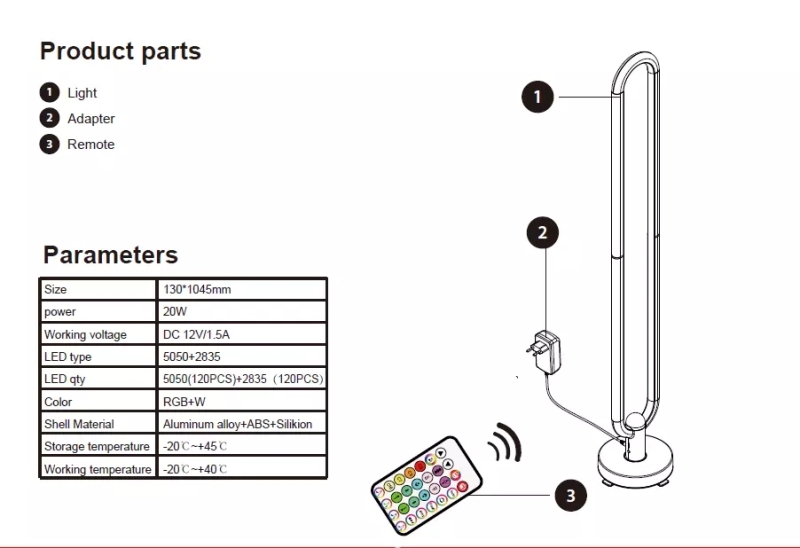 RGB led floor light corner standing CL FW09 IR 24KEYS
