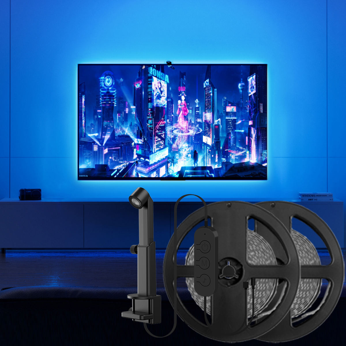 LED TV Backlights App Control with Camera Multicolor Music Sync TV Backlights Strip Christmas Lights Decoration Kits