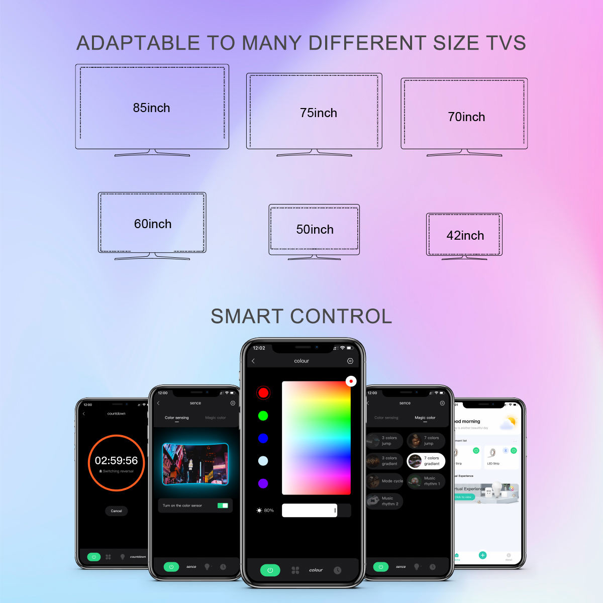LED TV Backlights App Control with Camera Multicolor Music Sync TV Backlights Strip Christmas Lights Decoration Kits