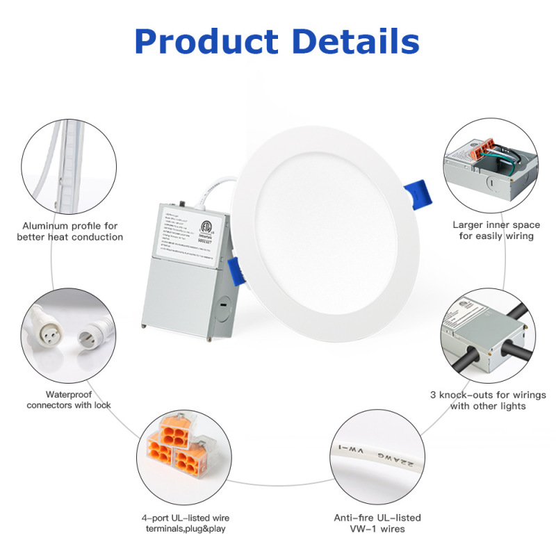 Wholesale 4inch 6inch 5CCT ultra-thin Led Downlight Recessed Round Ceiling Light Potlight Panel Down Light Spotlight Lighting