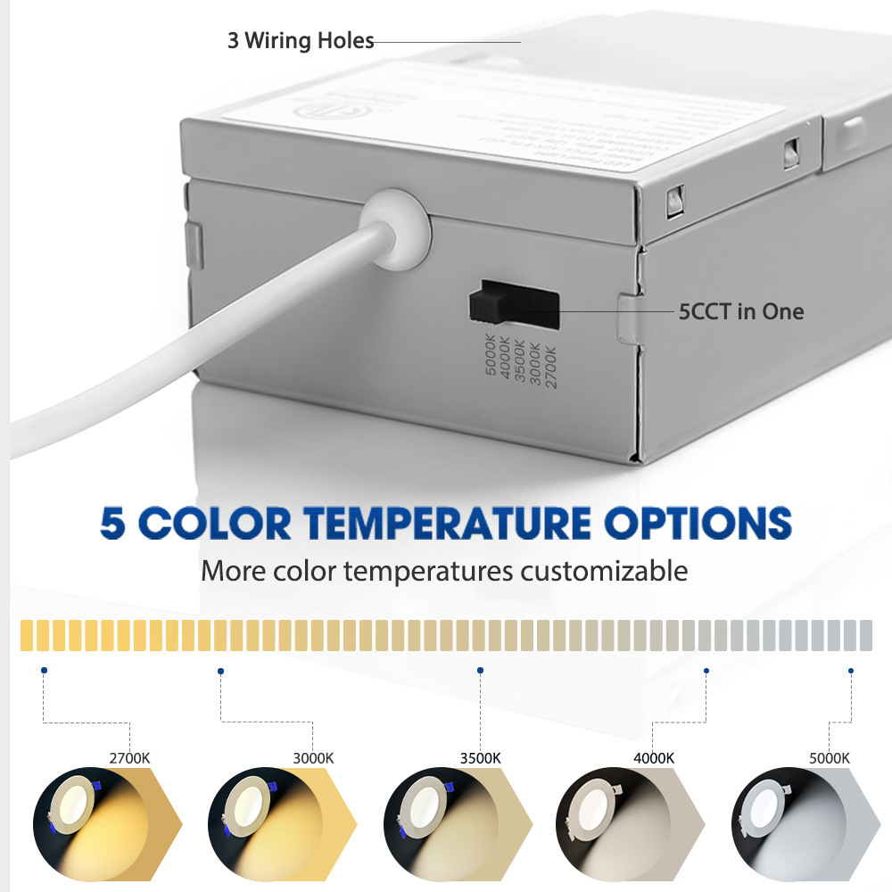 Wholesale 4inch 6inch 5CCT ultra-thin Led Downlight Recessed Round Ceiling Light Potlight Panel Down Light Spotlight Lighting