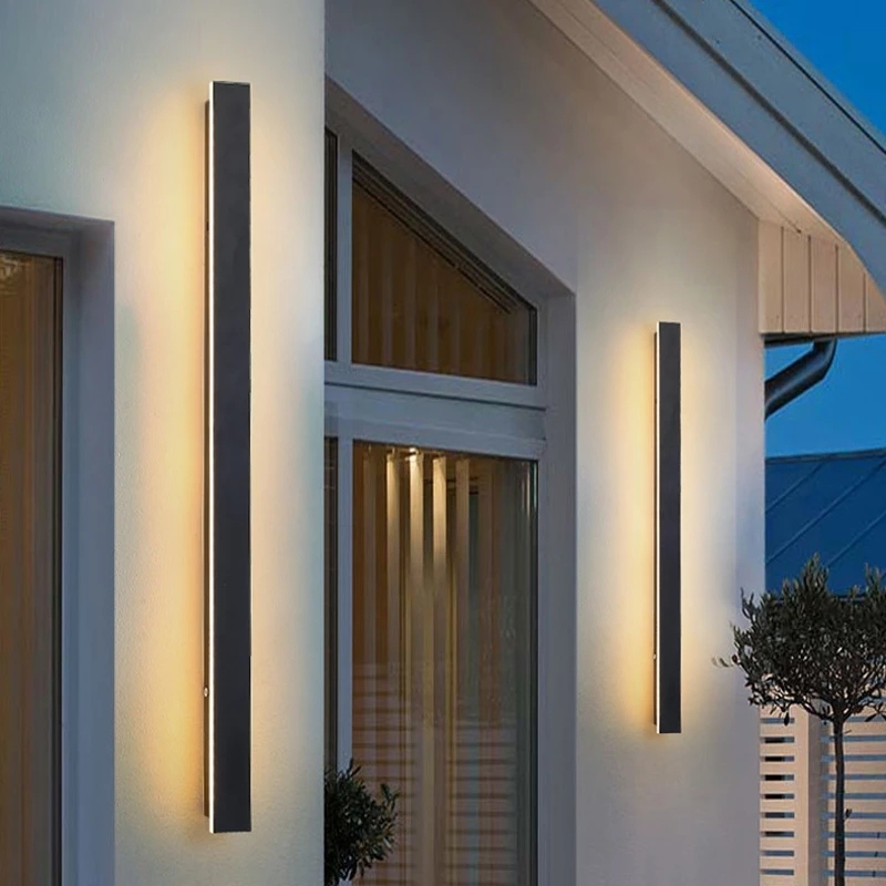 Long Led Square Modern Outdoor Wall Lamps Outdoor Led Wall Lights Garden Villa Balcony Line Exterior Wall Mounted