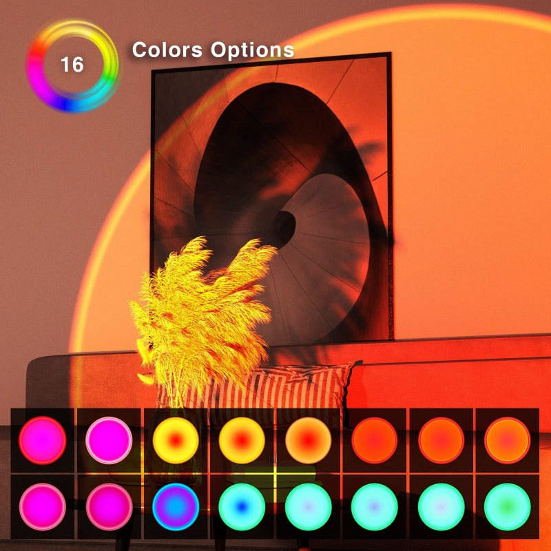Vantone 16 Colors Sunset Lamp Projector with Remote Control Romantic Visual Led Light Projector for Photography Room
