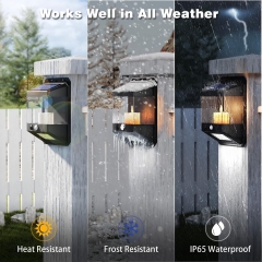 2 Lighting Modes Solar Motion Sensor Outdoor Lights with Candles Solar Powered Wall Fence Lights for Front Patio Yard Garden