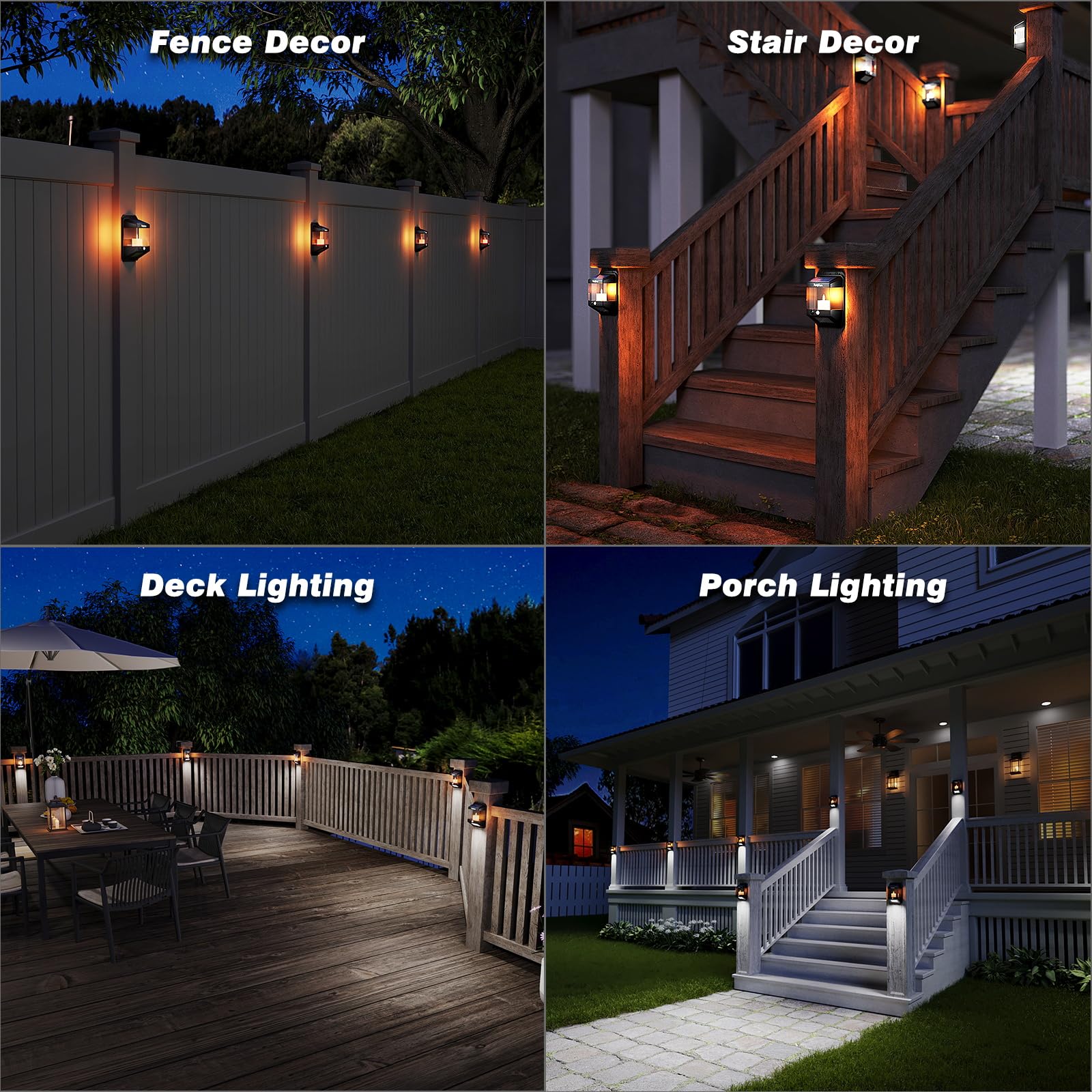 2 Lighting Modes Solar Motion Sensor Outdoor Lights with Candles Solar Powered Wall Fence Lights for Front Patio Yard Garden