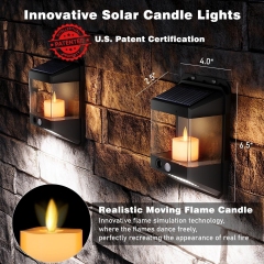 2 Lighting Modes Solar Motion Sensor Outdoor Lights with Candles Solar Powered Wall Fence Lights for Front Patio Yard Garden