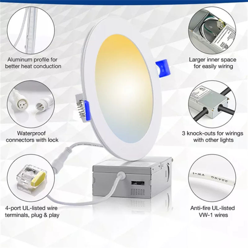 5CCT Color Led Downlight Recessed Ceiling Light Round Panel Light Thin Led 6 inch 5cct for Canada Market