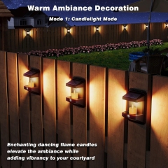 2 Lighting Modes Solar Motion Sensor Outdoor Lights with Candles Solar Powered Wall Fence Lights for Front Patio Yard Garden