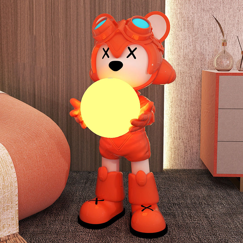 Space Bear Astronaut Moon Designer Floor Lamp Stand Resin Sculpture Levitating Living Room Bedroom Floor Lamps