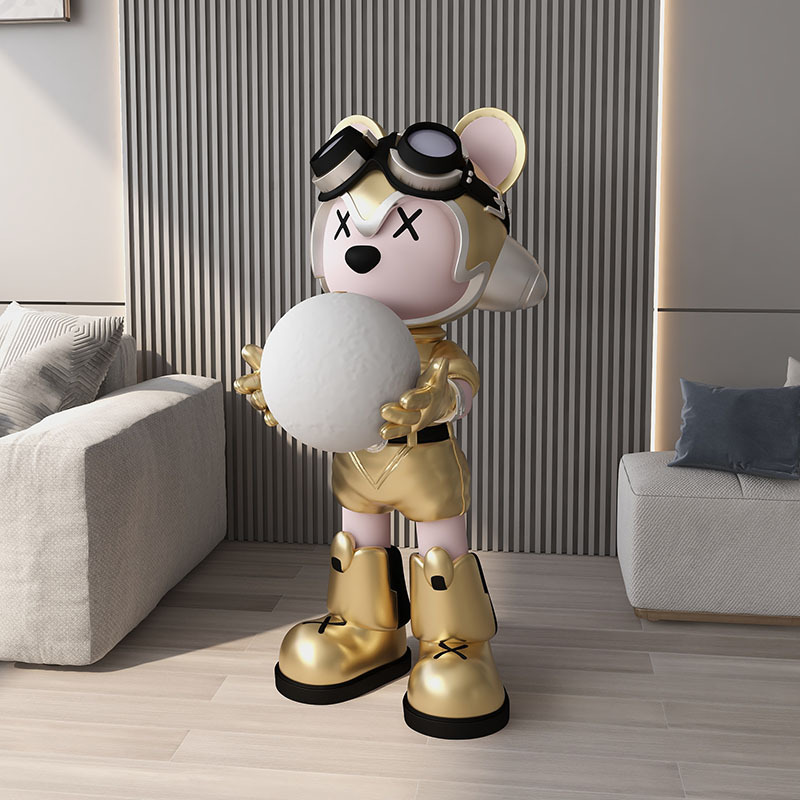 Space Bear Astronaut Moon Designer Floor Lamp Stand Resin Sculpture Levitating Living Room Bedroom Floor Lamps