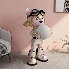 Space Bear Astronaut Moon Designer Floor Lamp Stand Resin Sculpture Levitating Living Room Bedroom Floor Lamps