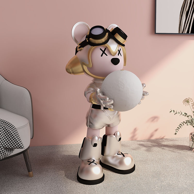 Space Bear Astronaut Moon Designer Floor Lamp Stand Resin Sculpture Levitating Living Room Bedroom Floor Lamps