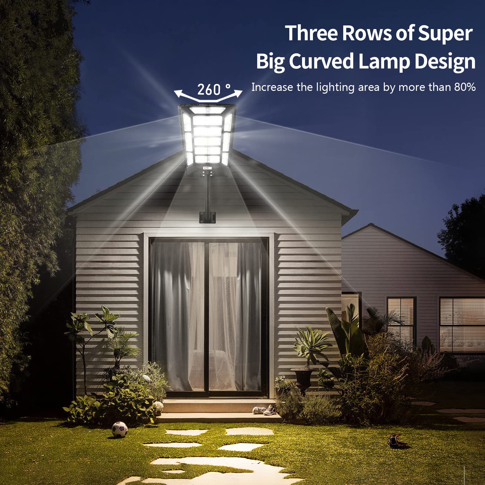 1800W Led Sensor Security Wall Street Lamp Yard outdoor Reflector with Remote Control