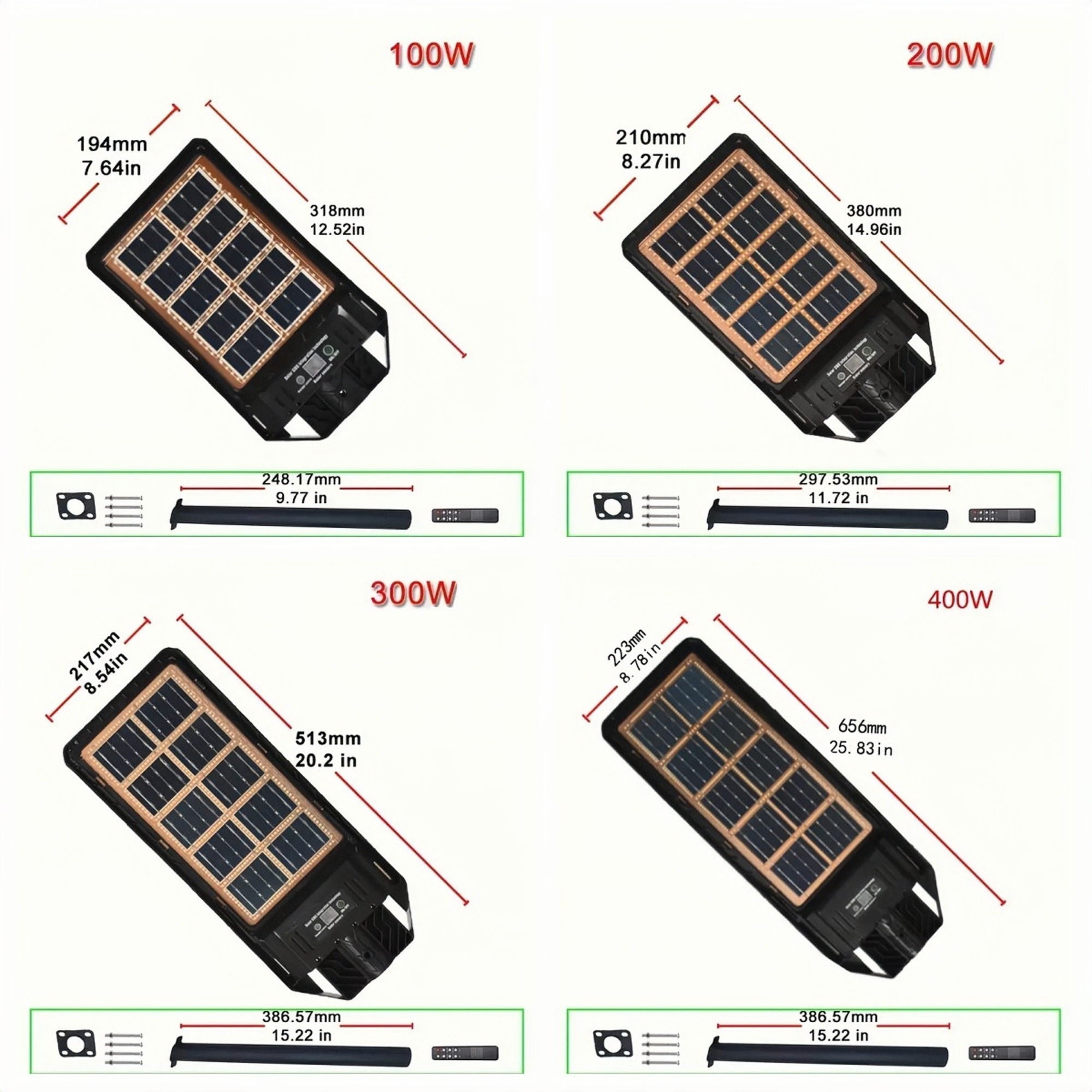 Utra Thin 400w 300w 200w 100w Double Side Waterproof Home Led Flood Light All in two Led Solar Street light Street Lamp