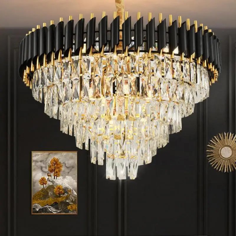 Vantone Crystal Ceiling Hanging Lustre Black Chandelier Luxury K9 Chandelier Crystal Pendant Light