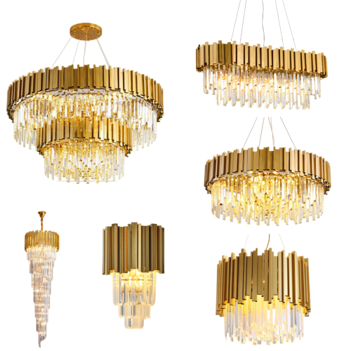 Modern Nordic Custom Hotel Stairs Wedding Decor Gold Crystal Large Pendant Lights High Ceiling Luxury Home Chandeliers