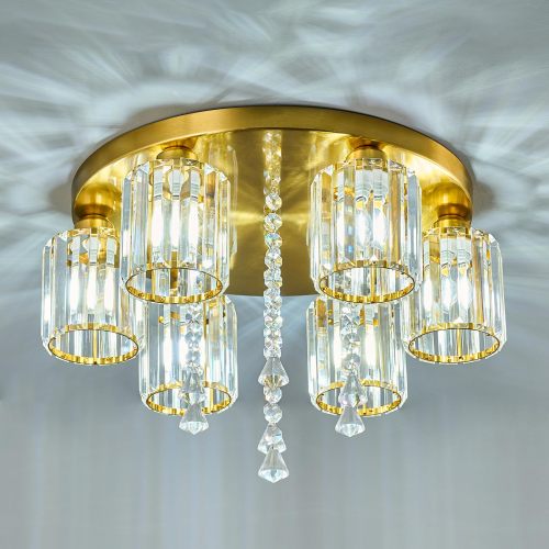 Semi Flush Mount Chandelier Ceiling Light Gold Crystal Modern Light Fixture bedroom Bathroom Foyer Flush Mount Ceiling Light