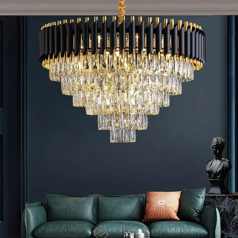 Vantone Crystal Ceiling Hanging Lustre Black Chandelier Luxury K9 Chandelier Crystal Pendant Light