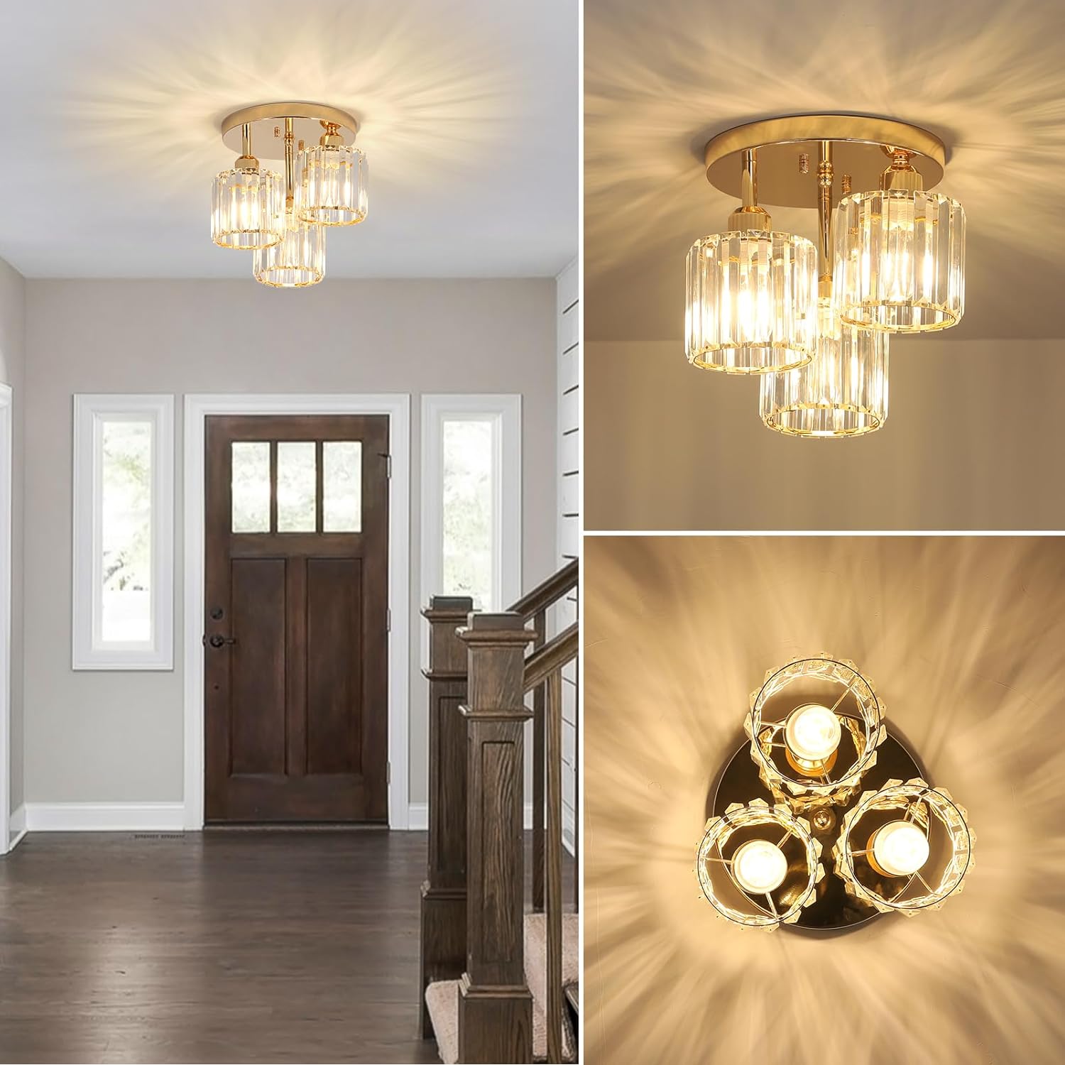Vantone Modern Chandelier Crystal Ceiling Light LED Chandelier Light Fixture Chandelier for Living Room Bedroom Dinning Room Lights
