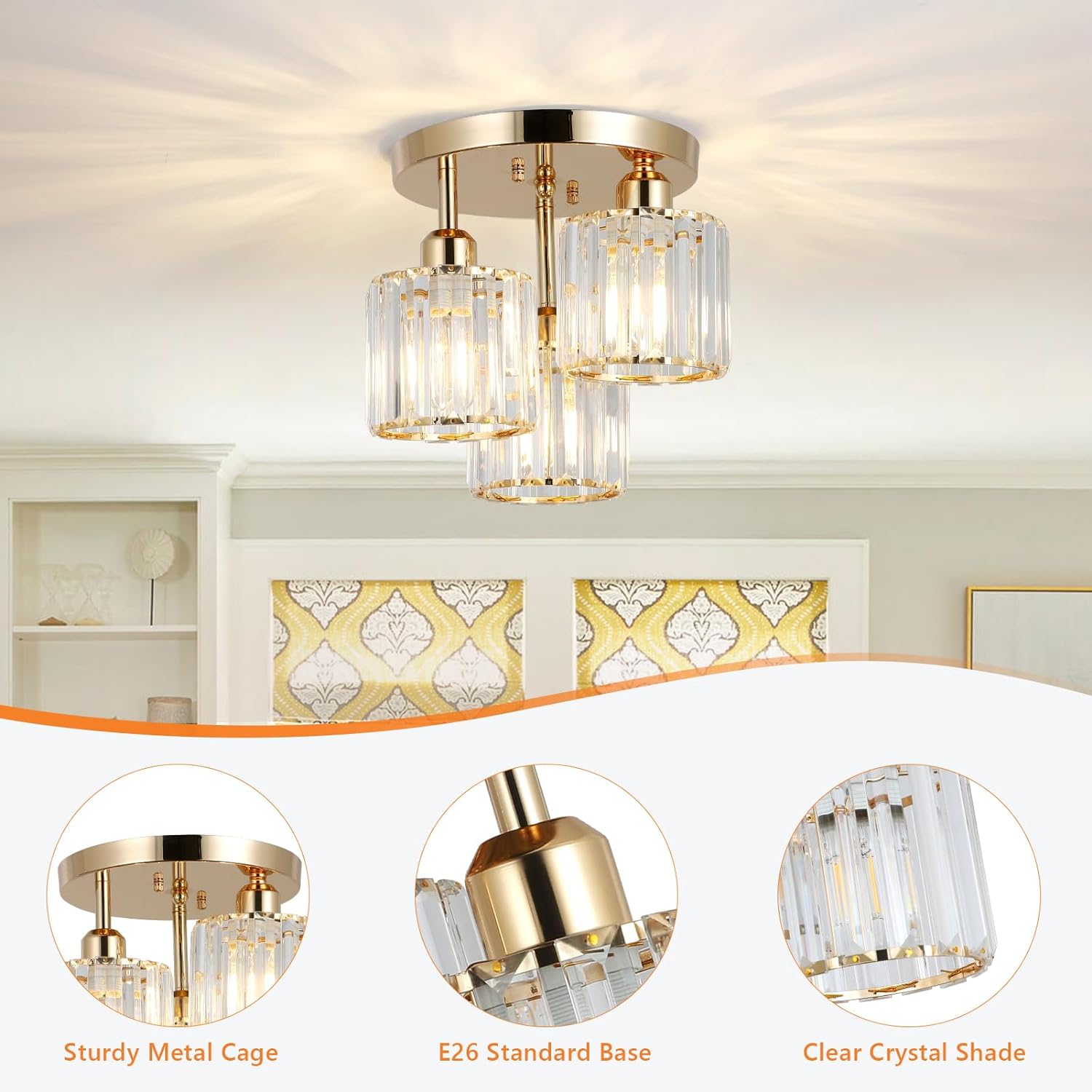Vantone Modern Chandelier Crystal Ceiling Light LED Chandelier Light Fixture Chandelier for Living Room Bedroom Dinning Room Lights
