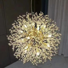 Vantone Luxury Nordic Decorative Hanging Crystal Bulb Dandelion Living Dining Room Home Decoration LED Chandeliers Pendant Lights
