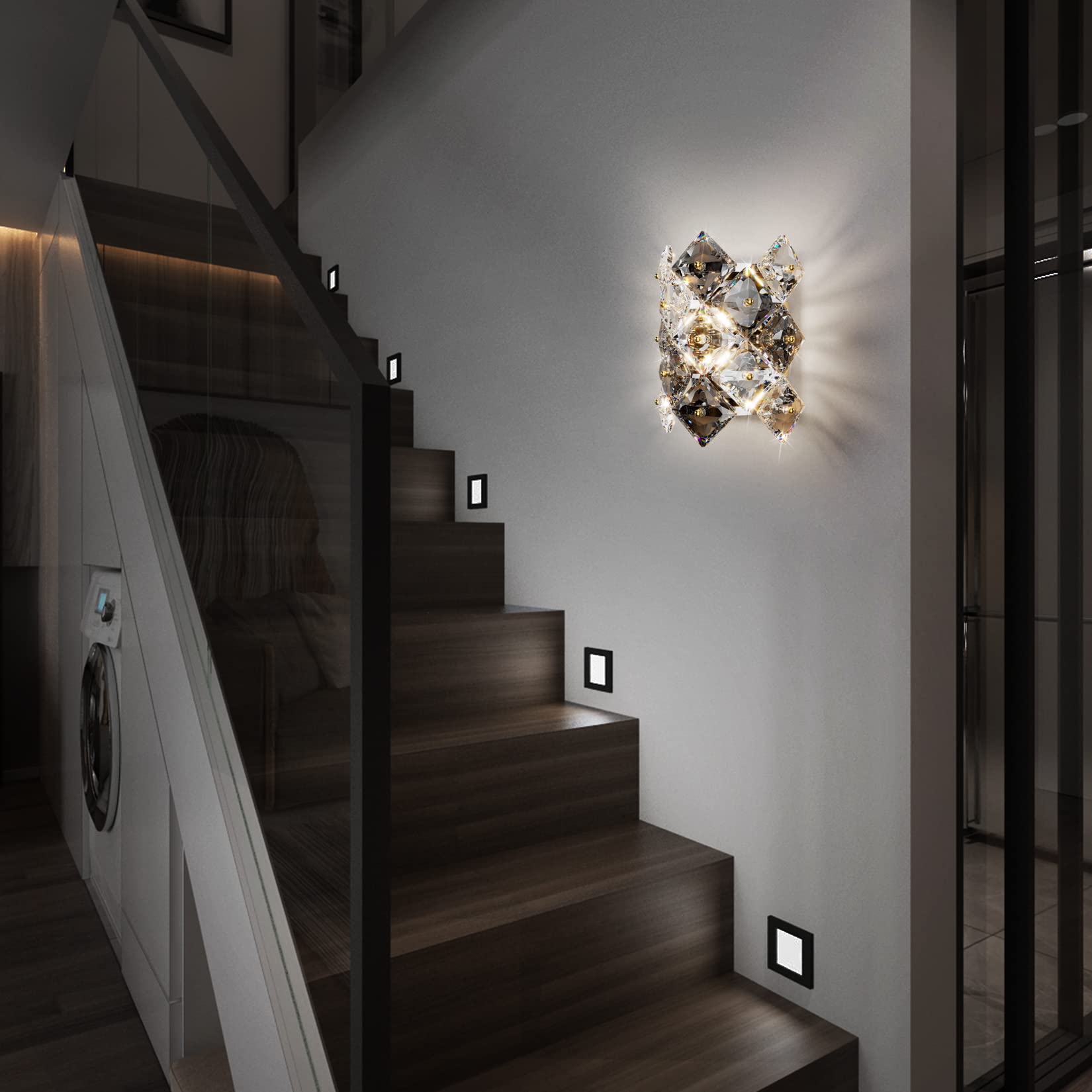 Vantone Modern Crystal Wall Sconces Luxury K9 Crystal Vanity Wall Sconce Wall Lighting for Bathroom Living Room Bedsides
