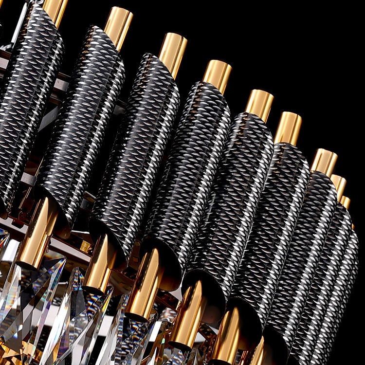 Vantone Contemporary Black and Gold K9 Crystal Chandelier Luxury Hanging Lights Pendant Light