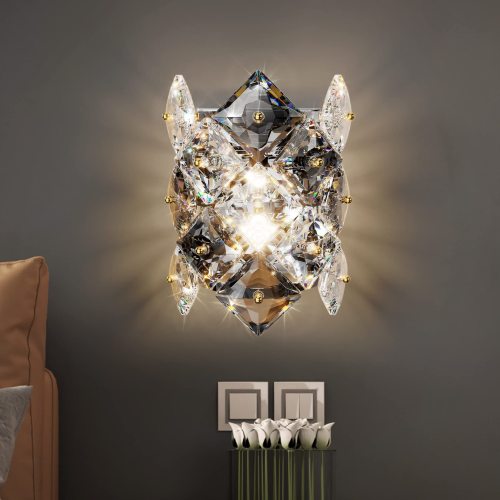 Vantone Modern Crystal Wall Sconces Luxury K9 Crystal Vanity Wall Sconce Wall Lighting for Bathroom Living Room Bedsides