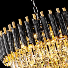 Vantone Contemporary Black and Gold K9 Crystal Chandelier Luxury Hanging Lights Pendant Light