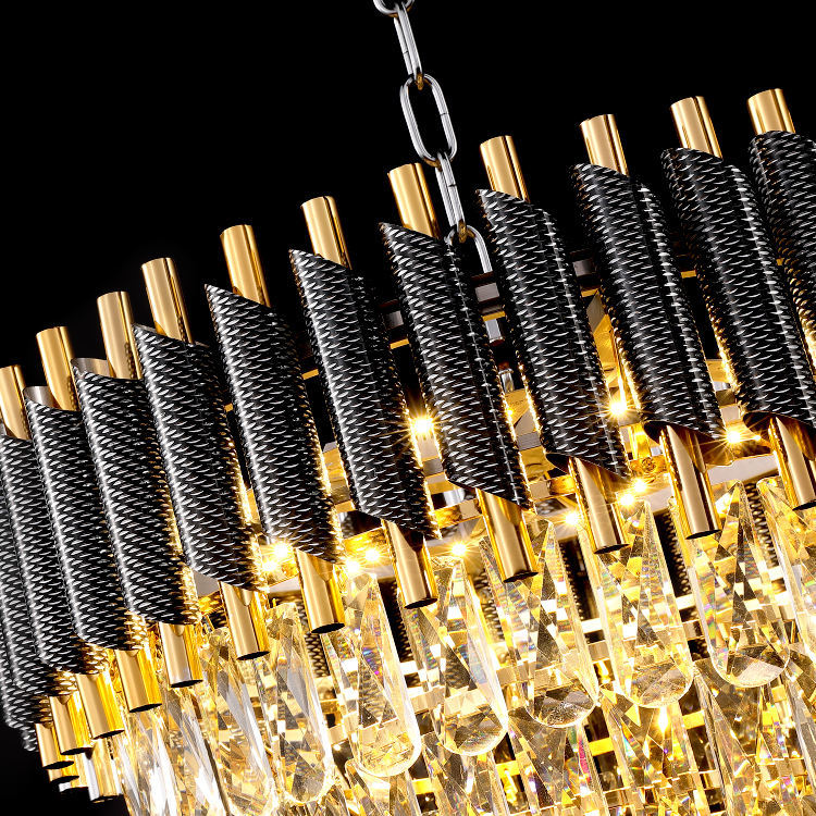 Vantone Contemporary Black and Gold K9 Crystal Chandelier Luxury Hanging Lights Pendant Light