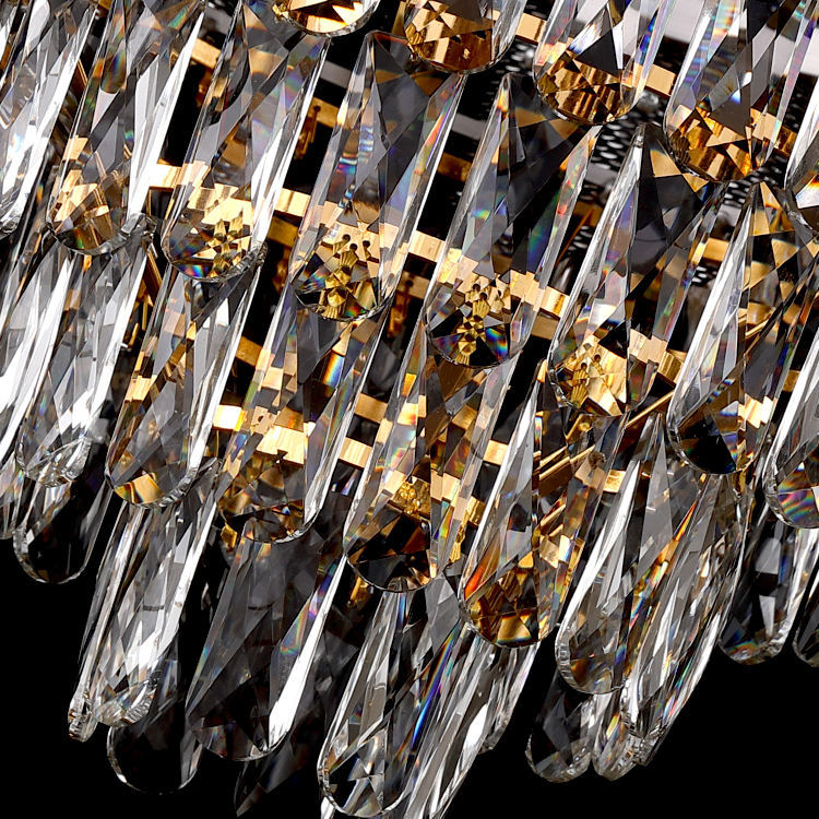Vantone Contemporary Black and Gold K9 Crystal Chandelier Luxury Hanging Lights Pendant Light